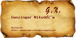 Genzinger Nikodém névjegykártya